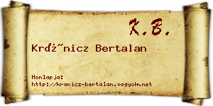 Kránicz Bertalan névjegykártya