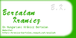bertalan kranicz business card