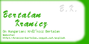 bertalan kranicz business card